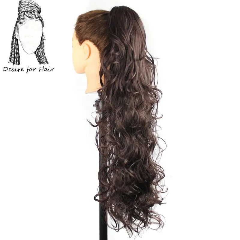 30inch 220g wavy heat resistant synthetic ponytail hair extensions with