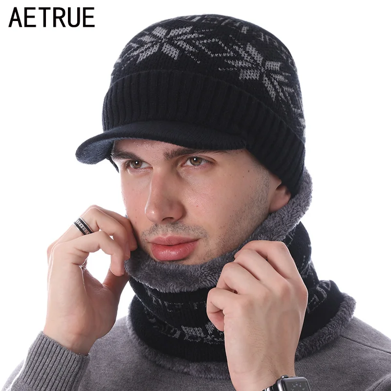 Шапки AETRUE облегающие шапки мужская вязаная шапка шарф зимние для женщин Мужская
