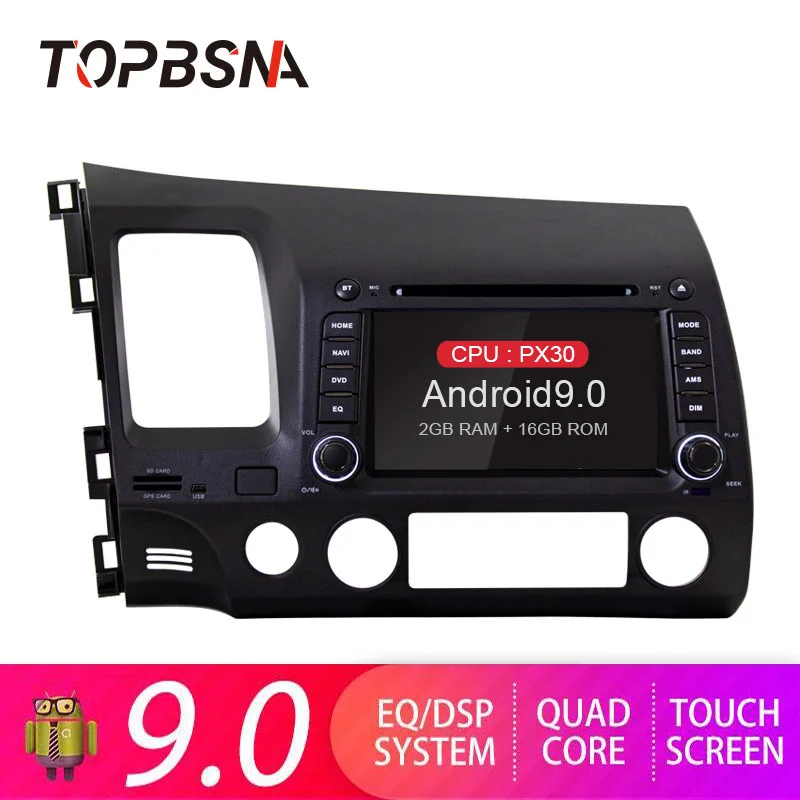 Topsna Android 9,0 автомобильный dvd-плеер для Honda Civic 2005 2006 2007 2008 2009 2010 2011 gps автоаудио 2 din автомагнитола стерео WiFi