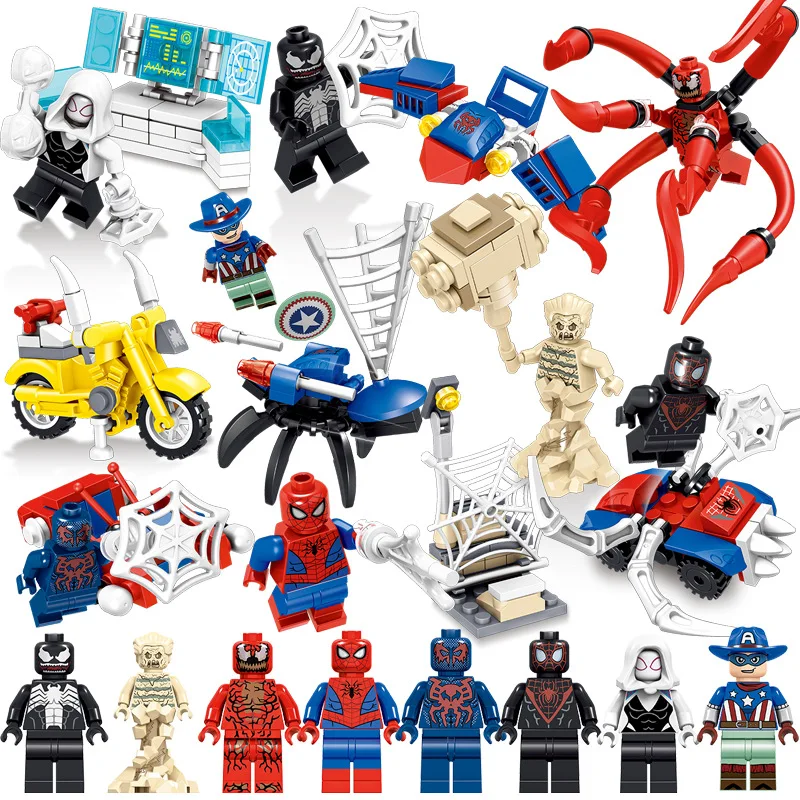 

8pc/lot Children's building blocks toy Compatible Legoingly city marveleds Superhero Spiderman DIY figures Bricks birthday gifts
