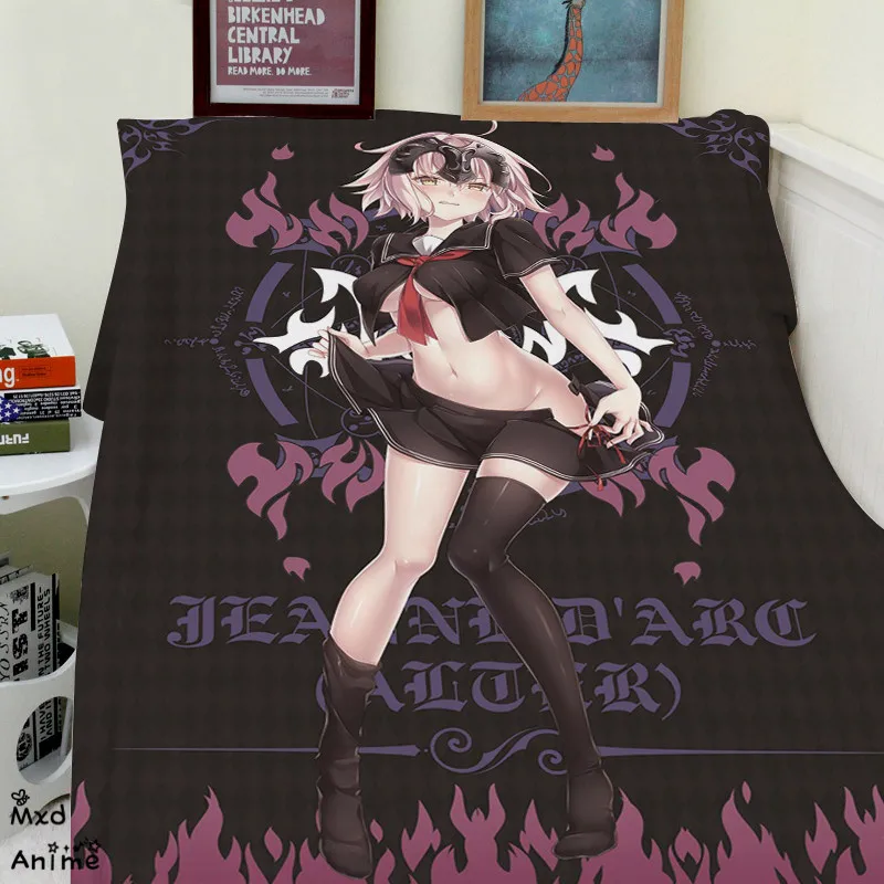 

Japan Anime Fate Grand order Jeanne d'Arc Super Soft Velvet Plush Throw Blanket Modern Line Art Blanket for Couch Throw Travel