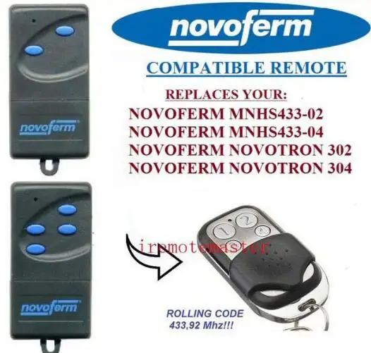 NOVOFERM NOVOTRON MNHS433-02/MNHS433-04 Совместимость дистанционный пульт Замена 433 92 МГц