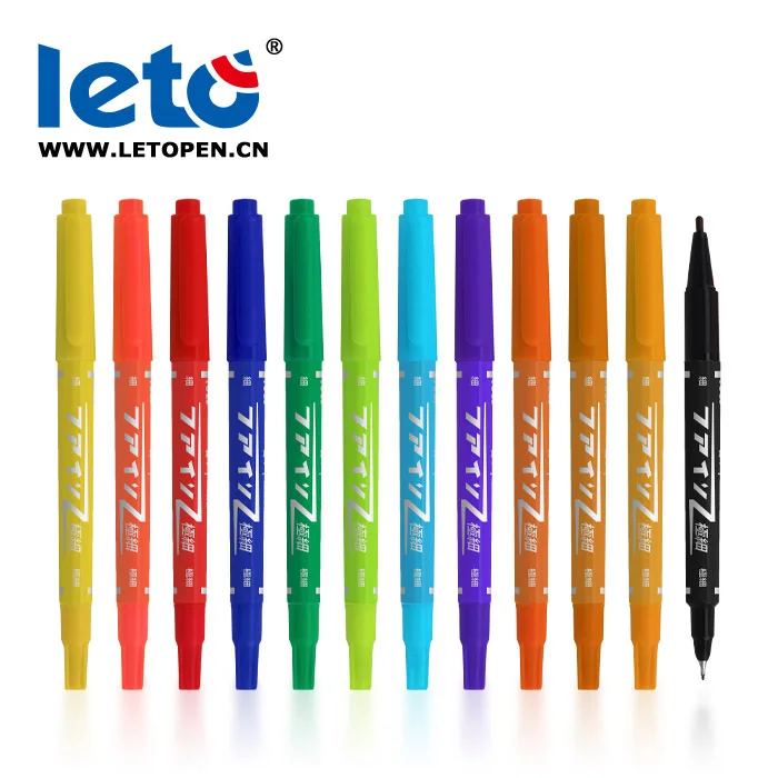 

12 colors Small Double-headed marker pen Two written lines Mark Oily Optical Disc Glass Ceramic plastic marker