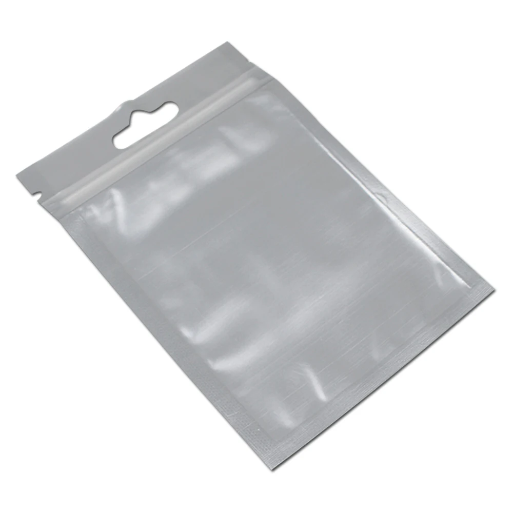 100 pcs Flat Clear Orange Silver Mylar Clear Front Glossy Zip Lock Storage Bags
