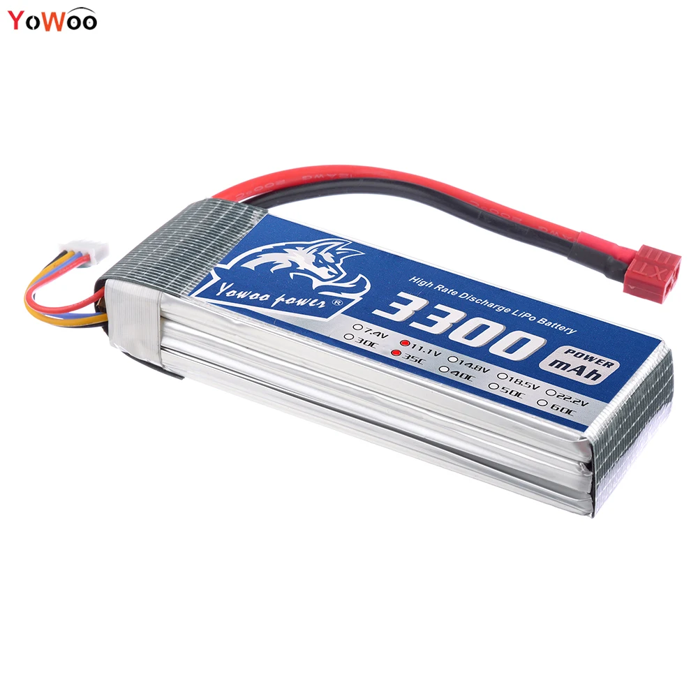 

YOWOO Lipo 3s Bateria 3300mah 11.1v XT60 Plug 35C MAX 70C RC Battery Drone AKKU For Helicopter Quadcopter Airplane Car Boat UAV
