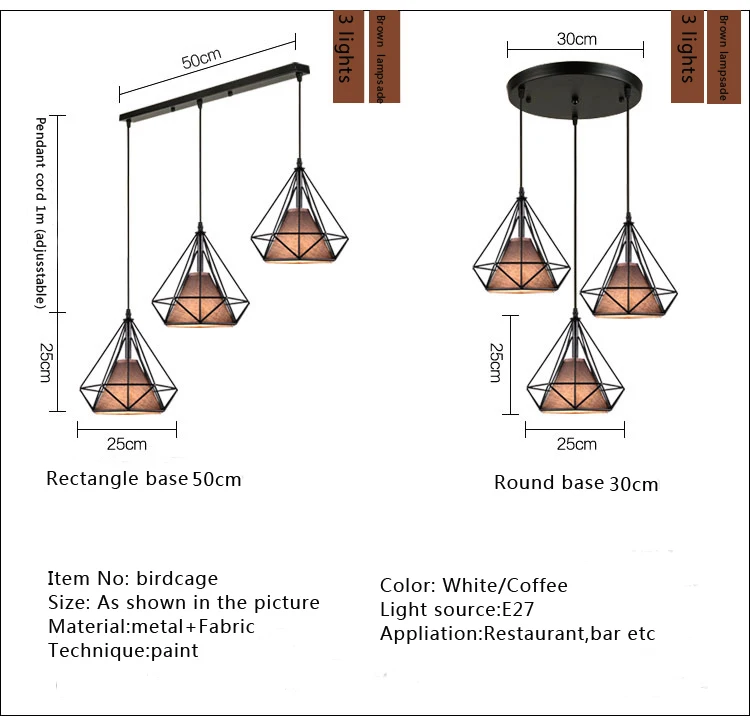Modern Industrial Cage Metal diamond Shade Pendant Light lamp bar 15