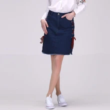 Dioufond летние модные юбки с высокой талией женские джинсовые юбки с карманами женские Saias новая джинсовая юбка кэжуал корейский стиль