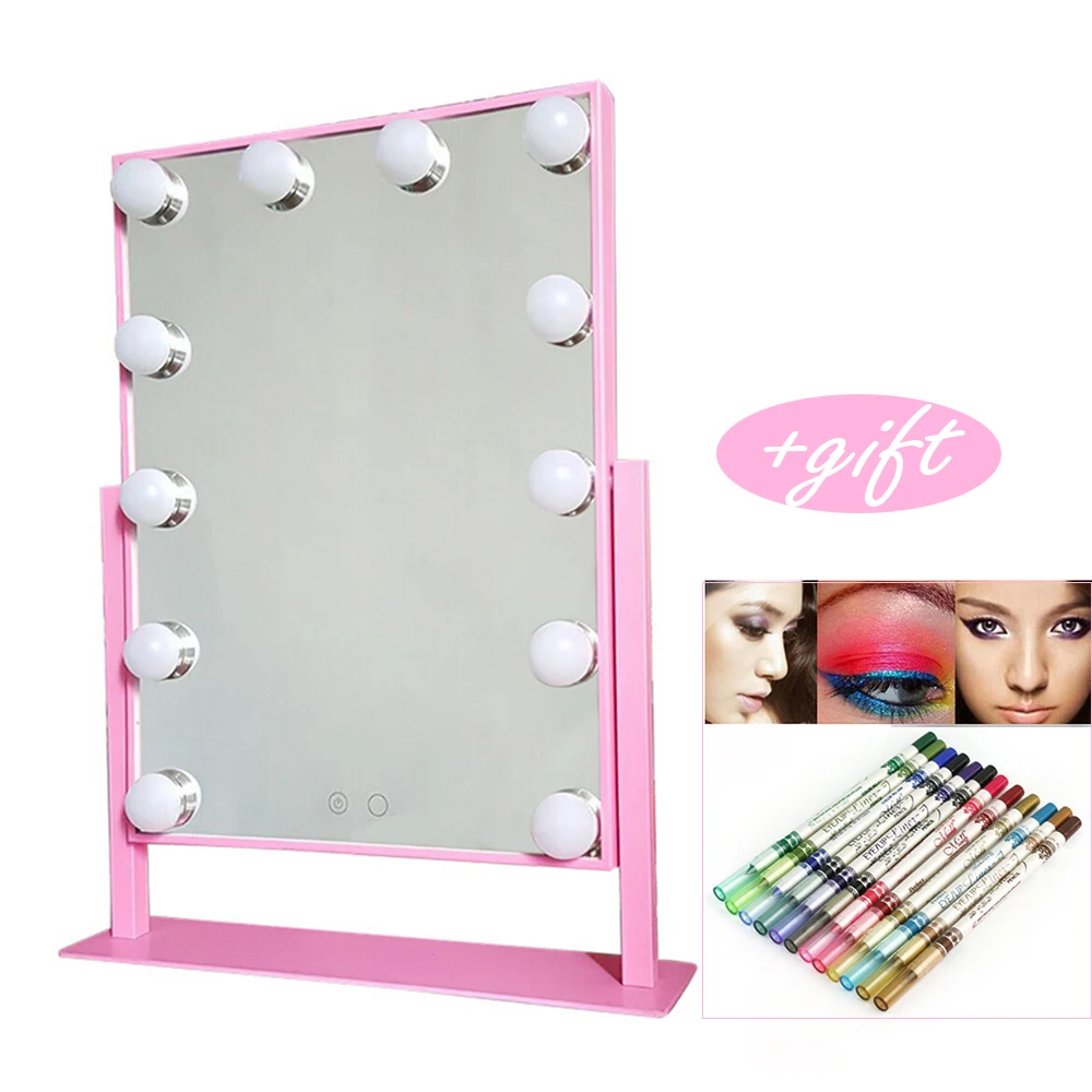 

Lighted Vanity Mirror with 12x 3W Dimmable LED Bulbs and Touch Control Design, Hollywood Style Makeup Cosmetic Mirrors with gift