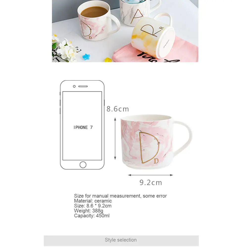 Lovely Marble Ceramic Mugs Gold Plating Letter Couple Lover's Gift Morning Mug Milk Coffee Tea Breakfast Unique Porcelain Cup (2)