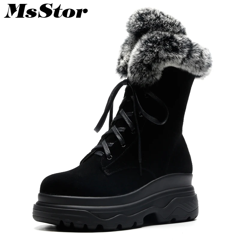 

MsStor Women Boots Fashion Hot Selling Round Toe Thick Bottom Ankle Boots Women Shoes Zipper Platform Flat Boot Shoes For Girl