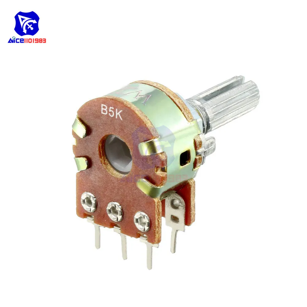 5 шт./лот потенциометр резистор 1 к 2 к 5 к 10 к 20 к 50 к 100 к 500 к ом 6 Pin Линейный переход поворотный потенциометр для Arduino с крышкой