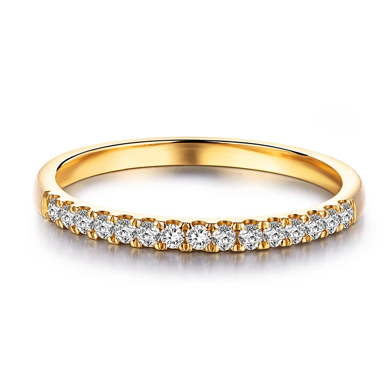 Твердые из 18-ти кратного желтого золота SI/H алмазы половина Eternal обручальное вечерние Обручение Юбилей кольцо
