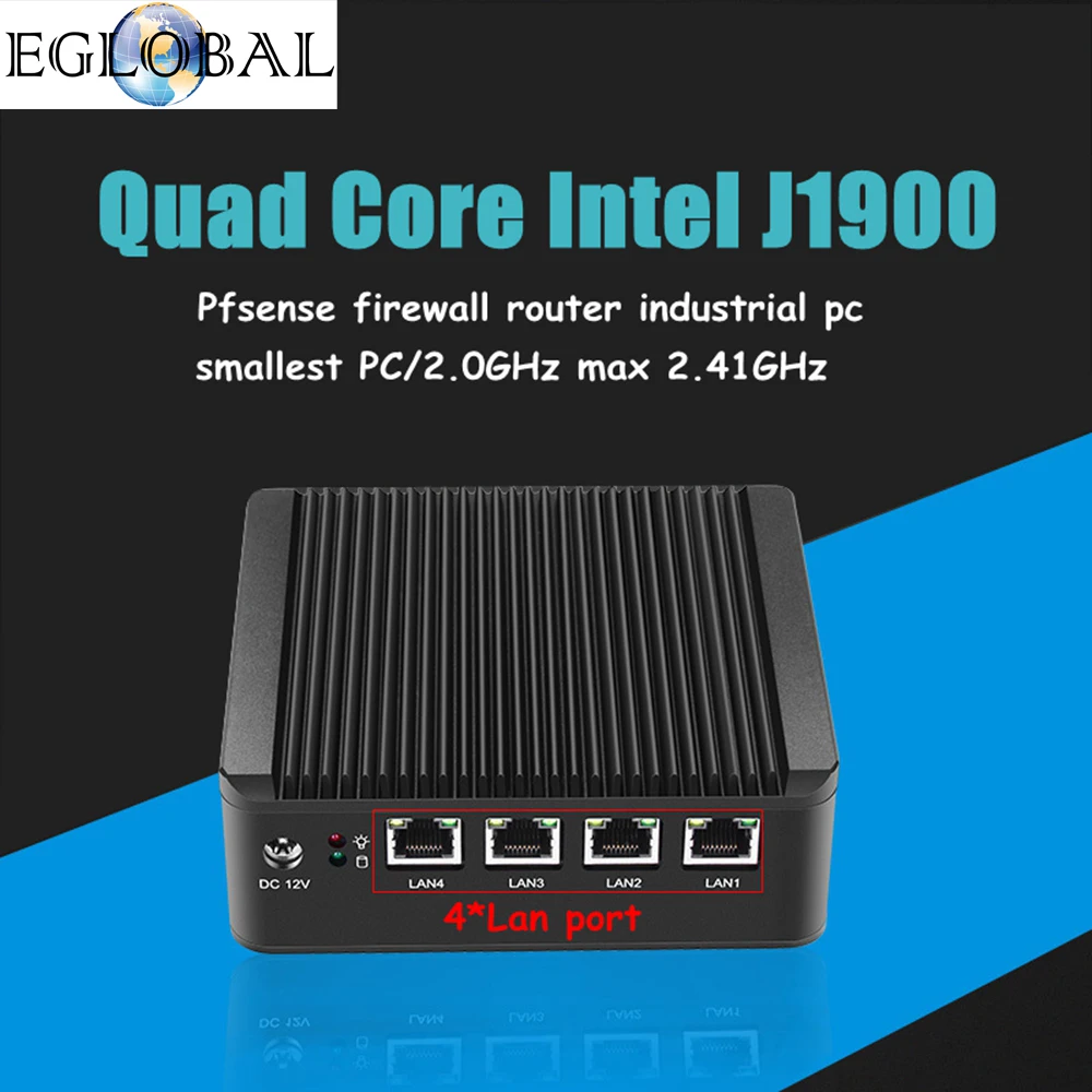 Eglobal лучший маленький ПК intel Nuc Четырехъядерный 4 * Gigabit LAN безвентиляторный мини bay