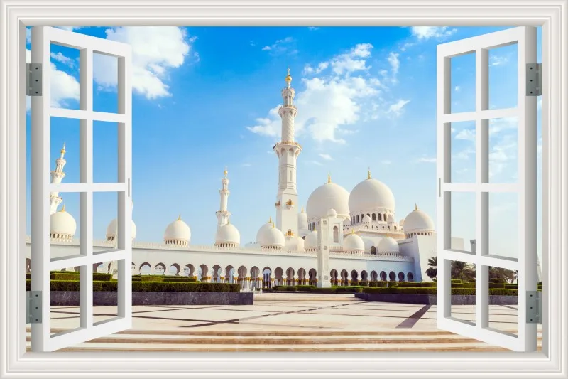 3d обои настенные наклейки с росписью Masjid Ислам Мусульманские настенные наклейки строительство вид окна домашний Декор виниловые наклейки для стен - Цвет: 14