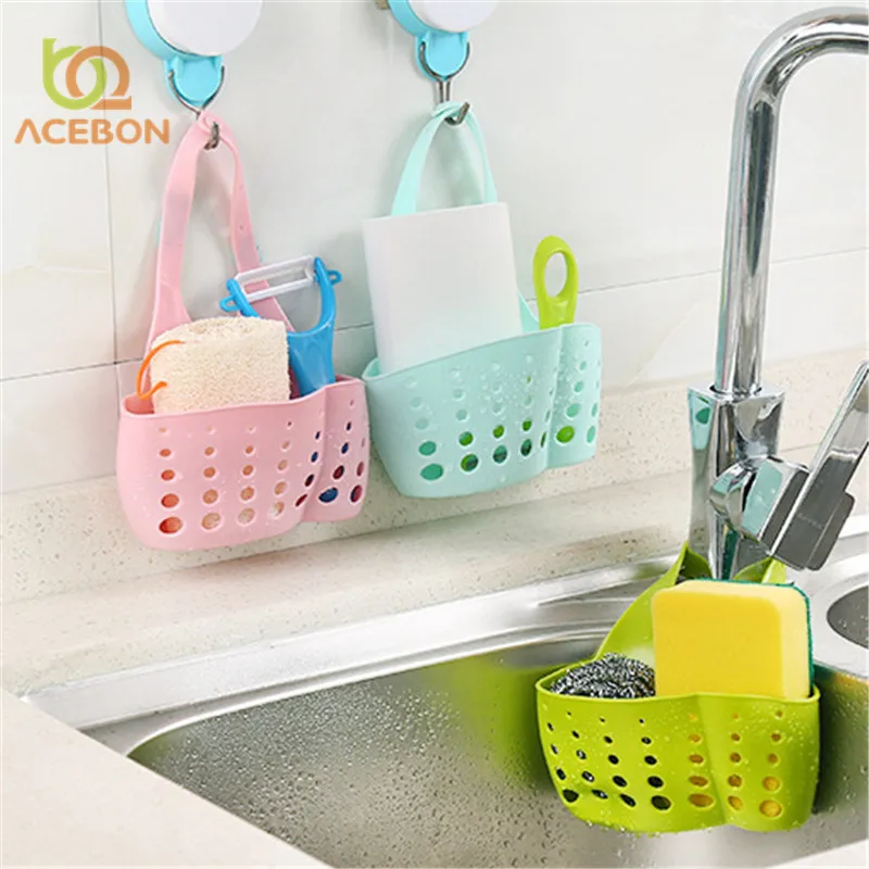 

1PC Portable Basket Home Kitchen Hanging Drain Basket Bag Bath Storage Tools Sink Holder Kitchen Accessory vaciar cesta ACEBON