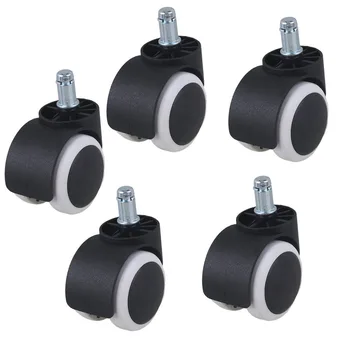 

Metal PU Office Chair Swivel Casters Furniture Wheels Grip Ring Stem Replacement for Sofa Bed Goods Shelf Storage Rack Pack of 5