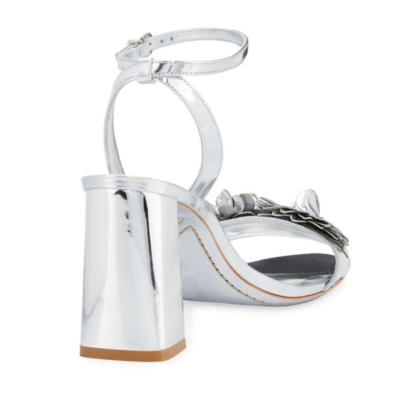 b Auténtico Diseñador Zapatos Chunky Sandalias Verano Mujeres Marca Pista Abierta Toe A Flor Mujer Cuero Tacones Hebilla Altos 2017 pxUO5qw