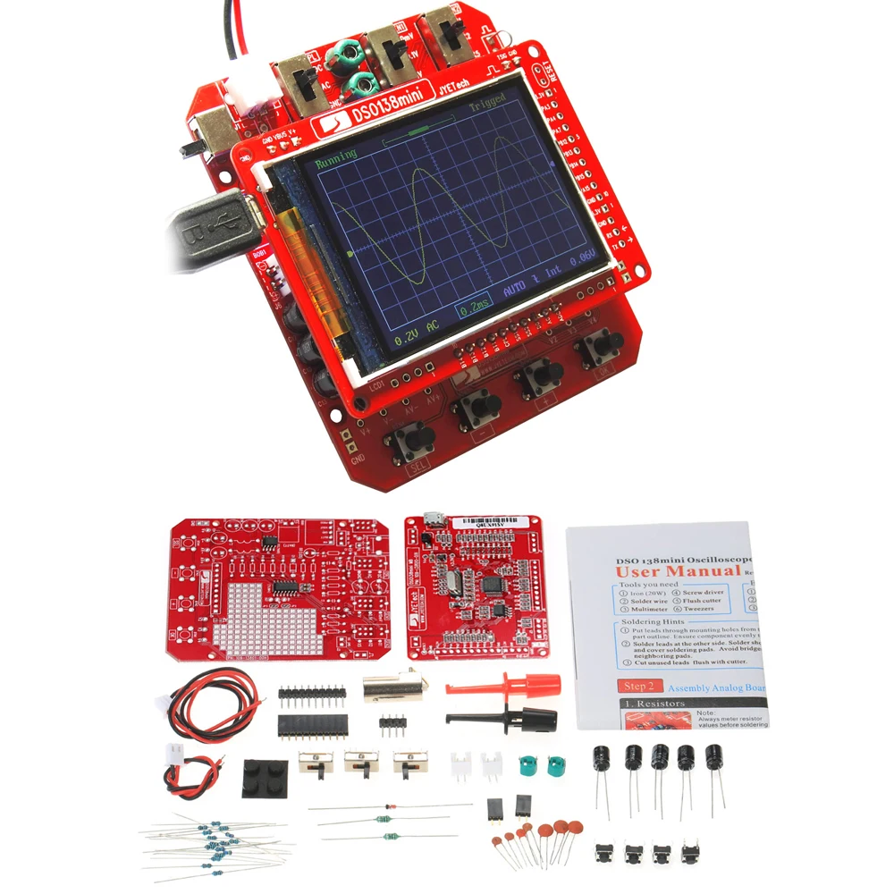 JYE Tech DSO138 Мини цифровой осциллограф DIY Kit SMD части логического анализатора предварительно припаянный электронный Обучающий набор 1MSa/s 0-200 кГц