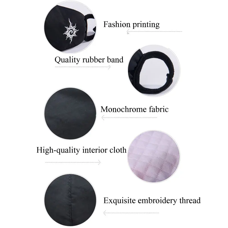 Black Noctilucent Mouth Mask Anti Dust Mask Fashion Cotton Windproof Mouth-muffle  Proof Flu Face Masks Care Reusable 1Pcs