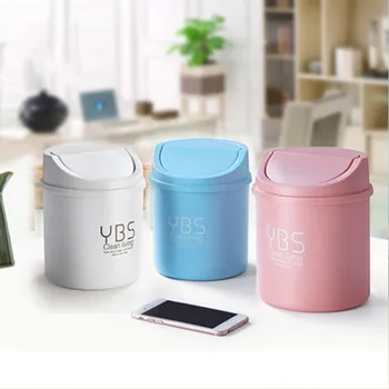 

Mini Desktop Storage Box Waste Container Solid Color Trash Can Kitchen Waste Bin Sitting Room Save Space Home Office Storage