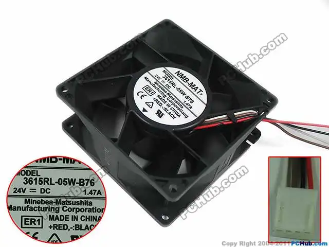 NMB-MAT 3615RL-05W-B76 ER1 DC 24V 1.47A 90x90x38mm 4-wire Server Square Fan NMB-MAT 3615RL-05W-B76 ER1 DC 24V 1.47A 90x90x38mm 4-wire Server Square Fan