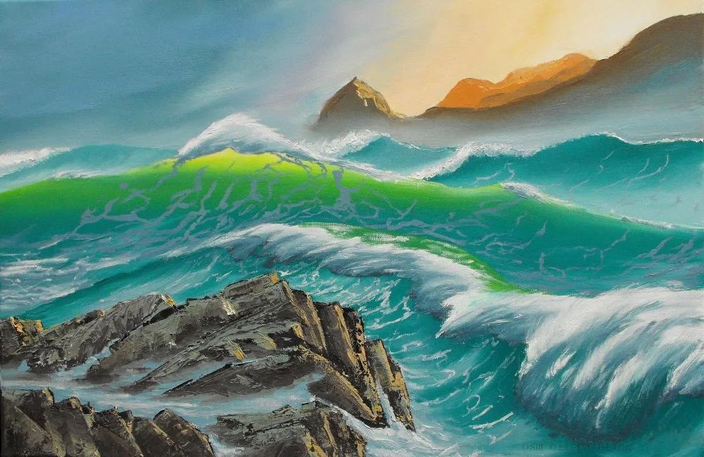 

100% Hand-painted Beautiful Seascape Oil Painting on Canvas High Quality Landscape Wall Picture for Home and Hotel Decor