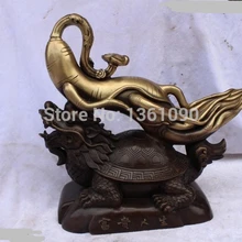 Xd 001225 1" Китайский Бронзовый резные отличную реалистичное долголетия женьшень черепаха Статуя
