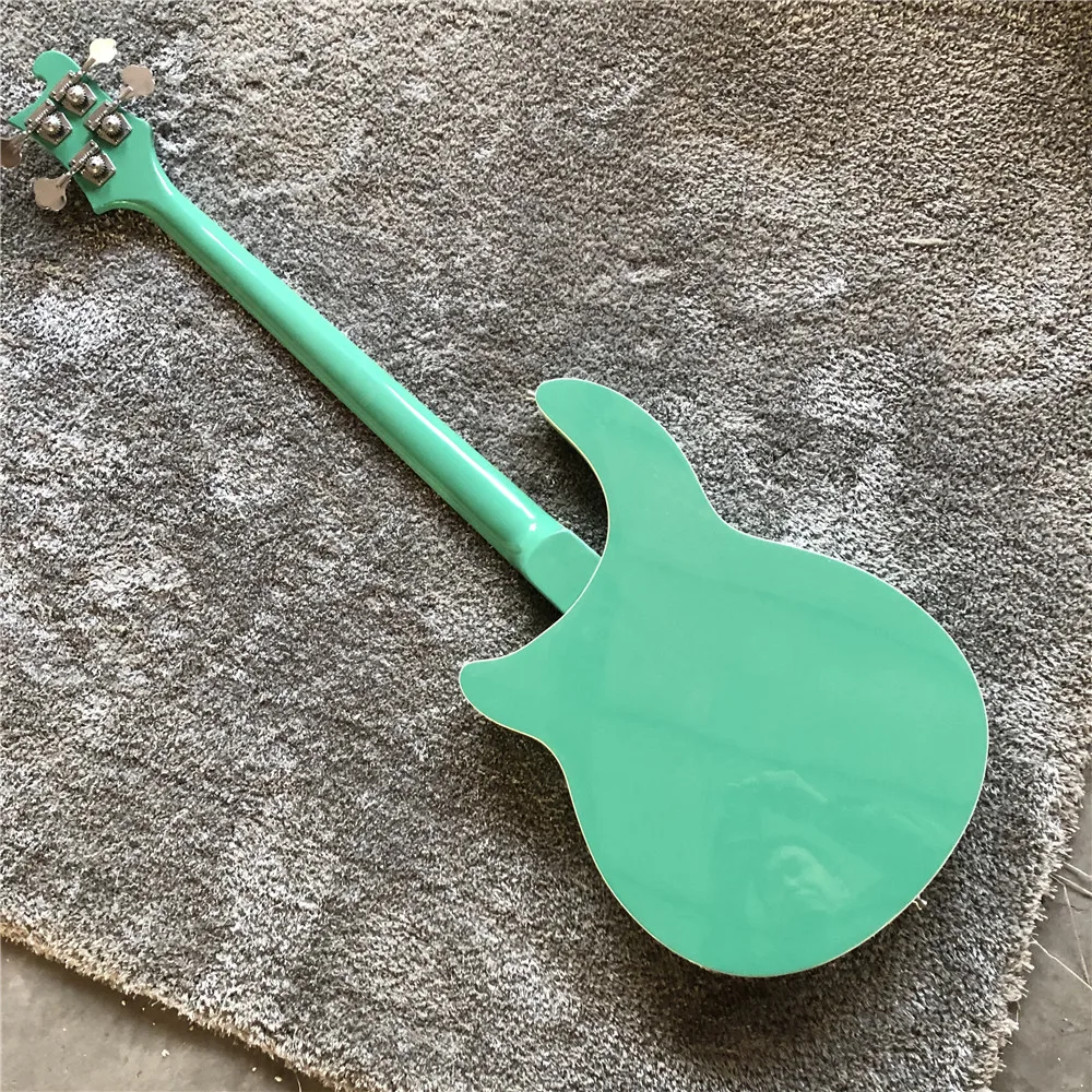 Kaiyun фабрика на заказ Высокое качество Rickenback 4 струны полуполые джазовый Электрический бас-гитара. Красивый зеленый СЕРФ