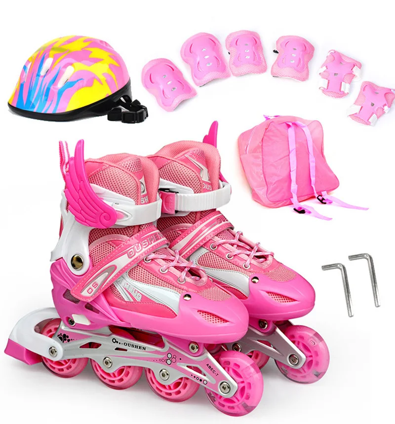 Prix pour Enfants adultes Patins À Roues Alignées Chaussures De Patinage Casque Équipement De Protection Ensembles Genou Protecteur Réglable Respirant Flash roues Prix pour Enfants adultes Patins À Roues Alignées Chaussures De Patinage Casque Équipement De Protection Ensembles Genou Protecteur Réglable Respirant Flash roues