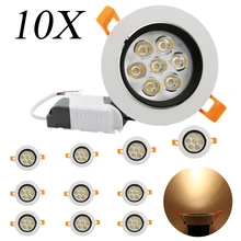10X Высокое качество 7 Вт светодиодный потолочный встраиваемый светильник AC85V-265V бытовой алюминий холодный белый теплый белый натуральный свет теплый свет