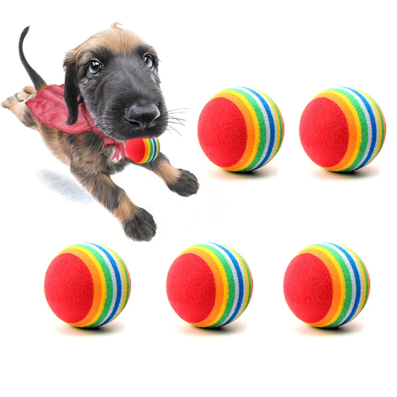5Pc Colorful Cat Dog Toy Ball Interactive Dog Toys Play Chewing Rattle