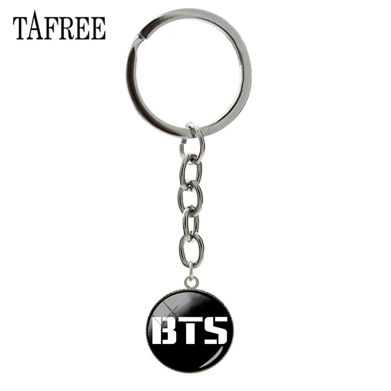 

TAFREE New BTS Logo Key Chain Personalized Bangtan Boys Album Photo Art Silhouette Keychain Jewelry For Friend Gift BTS06