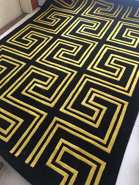 Nero e oro acrilico tappeto alfombras tappeti fatti a mano moderno ... Tappeti moderni fatti a mano