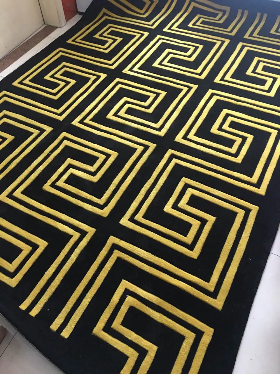 Schwarz Und Gold Acryl Teppich Alfombras Moderne Handgefertigte