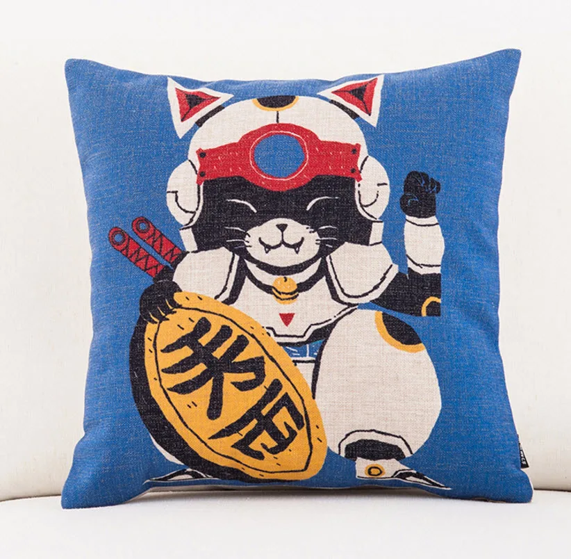 Japanese Ninja Robot Cat Emoji Kid Cool Throw Massager Decorative