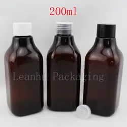 200 мл X 30 коричневая пластиковая бутылка, площадь ПЭТ контейнер с завинчивающейся колпачок косметическая упаковка, пустые бутылки для