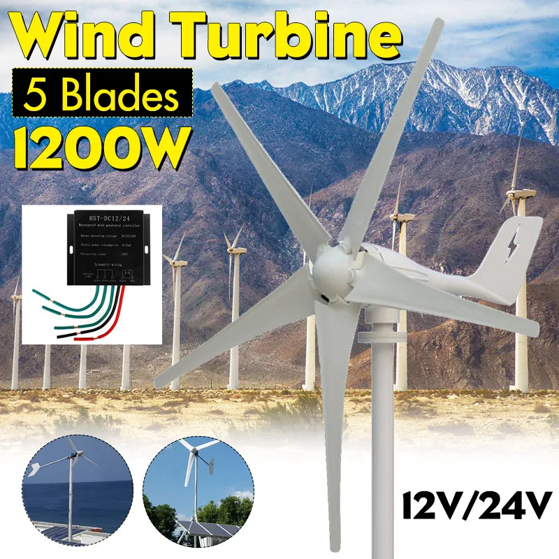 

2000W 12/24V 3/5/6 Wind Blades Option Wind Turbines Generator + Wind Controller Gift Fit for Home Lights Or Boat