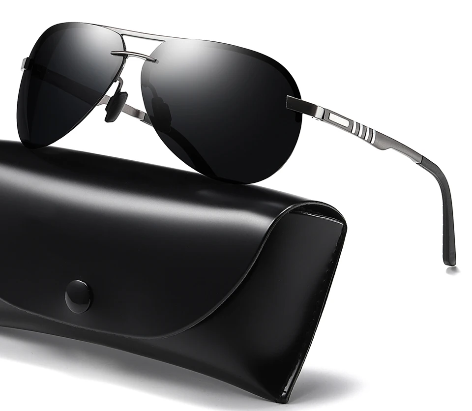 polarized sun glasses half frame brown metal frame (7)