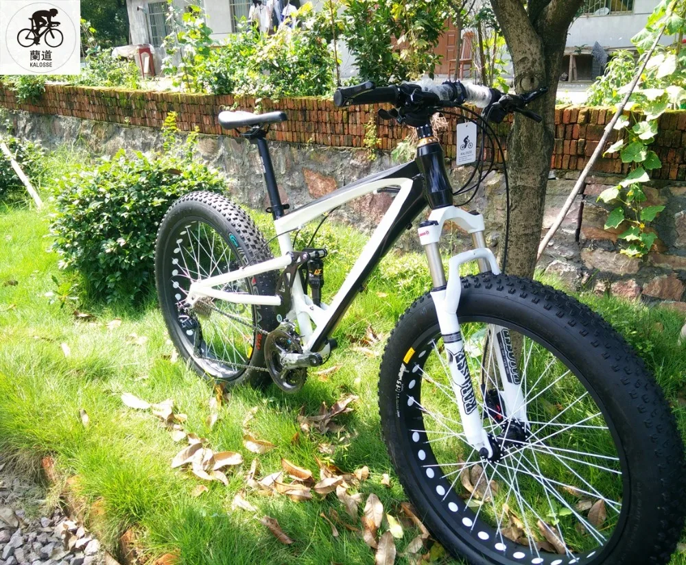 Cheap Kalosse 26*4.0 inch snow bike Full suspension fat bicycle mountain bike 21/24/27/30 speed 26er Hydraulic brakes 9 Cheap Kalosse 26*4.0 inch snow bike Full suspension fat bicycle mountain bike 21/24/27/30 speed 26er Hydraulic brakes 9