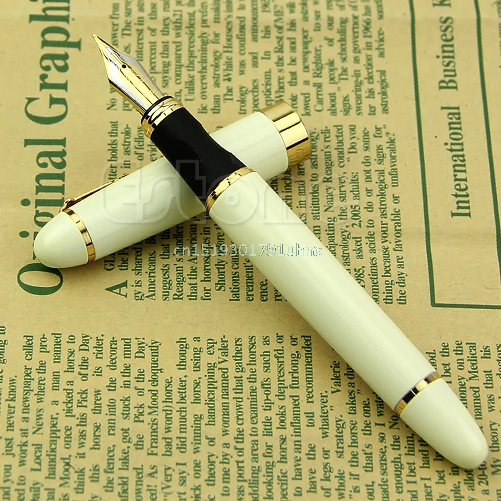

Jinhao X450 White Medium Nib Gold Trim Fountain Pen Hot