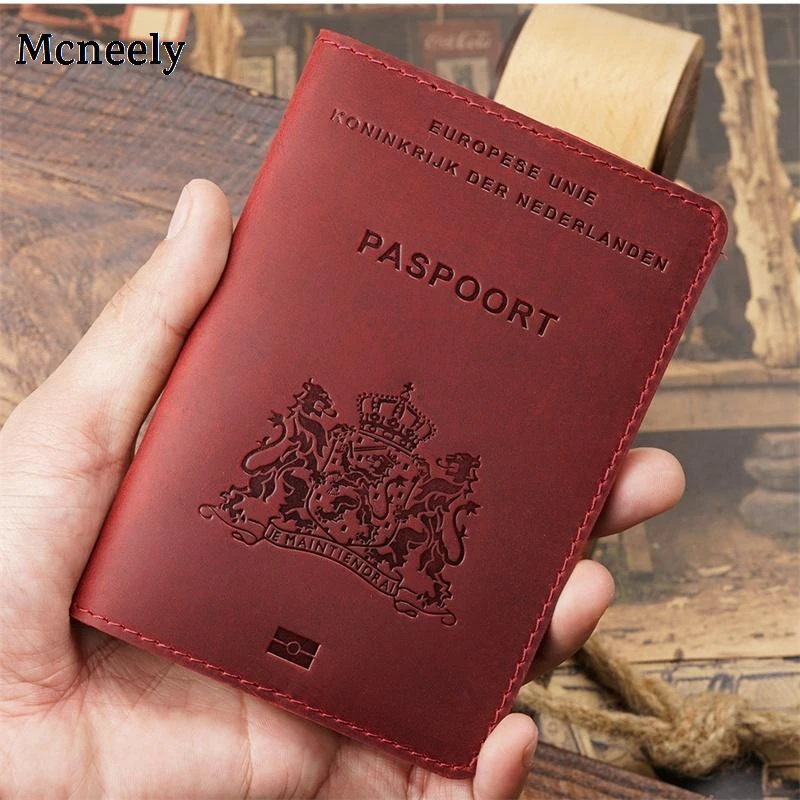 Vintage Holland Passport Holder Crazy Horse Genuine Leather Travel Wallet  Business Travel Organizer Case Holland Passport Cover|Card & ID Holders| -  AliExpress