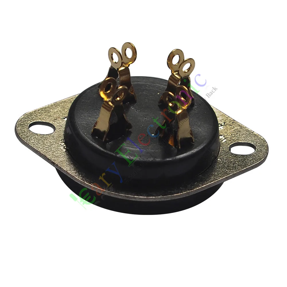 Wholesale and retail 12pc 4Pin GOLD Bakelite Vacuum Tube Sockets for