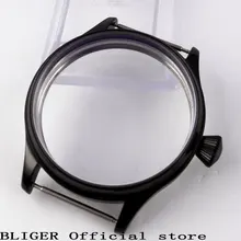 BLIGER 43 мм полированный корпус часов из нержавеющей стали с PVD покрытием подходит для ETA 6497 6498 ручной обмотки движение сапфировое стекло чехол C47