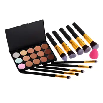 

15 Colors Contour Face Cream +10PC Powder Brush+ Sponge Puff
