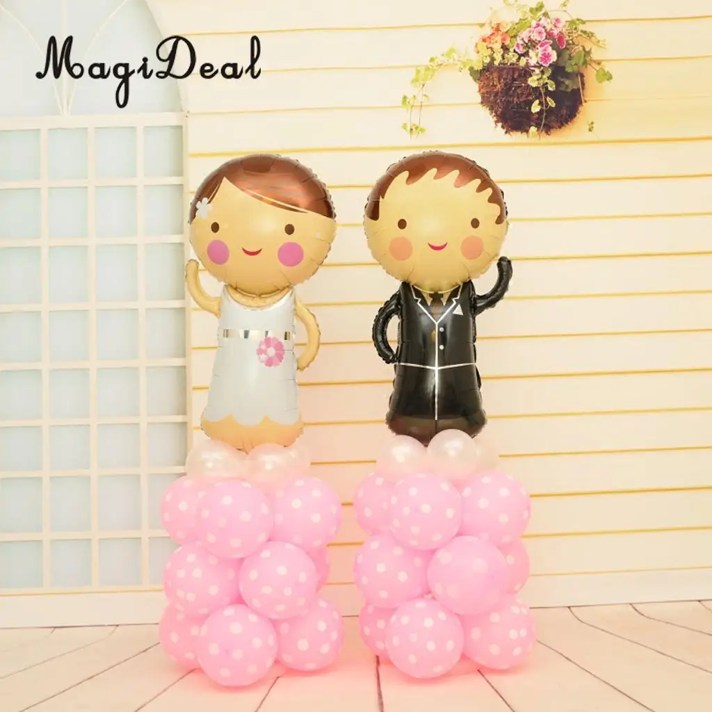 44pcs Bride Groom Balloon Column Base Stand and Pole Set Wedding Engagement Party Decor Photo Prop