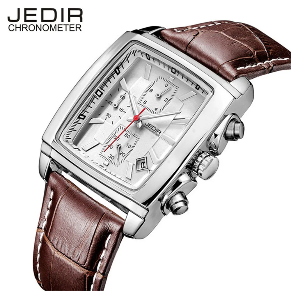 

JEDIR Mens Watches Chronograph Analog Display Quartz Watch Men Fashion Casual Genuine Leather Wristwatch Montre Homme saat N75