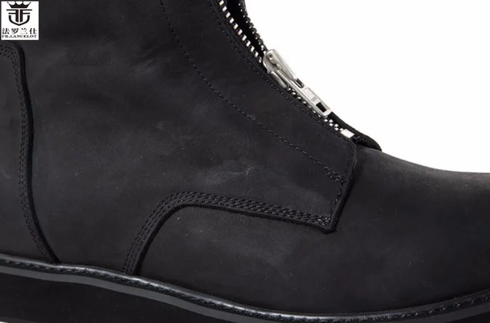2019 FR.LANCELOT Cool Men Ankle Boots Genuine Leather Short Chelsea Boots Round Toe Front Zipper Winter Luxury Shoes Men 2019 FR.LANCELOT Cool Men Ankle Boots Genuine Leather Short Chelsea Boots Round Toe Front Zipper Winter Luxury Shoes Men