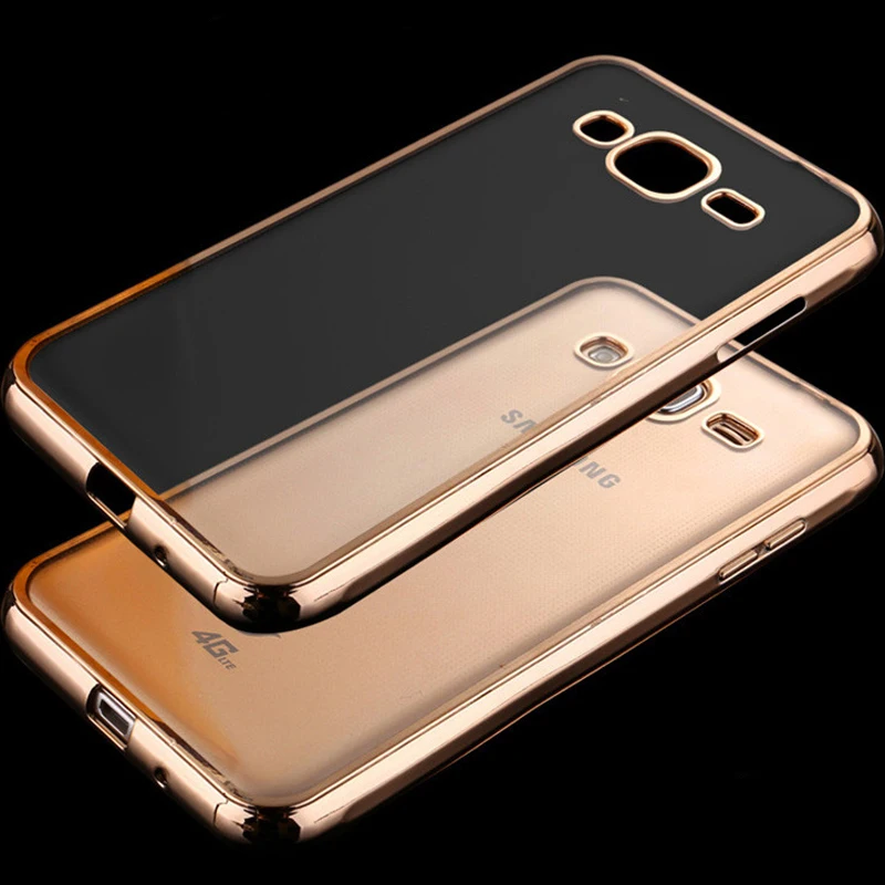 Original For Samsung galaxy J1 J3 J5 J7 2016 J120 J120F J320 Gold Plating Crystal Clear cover case