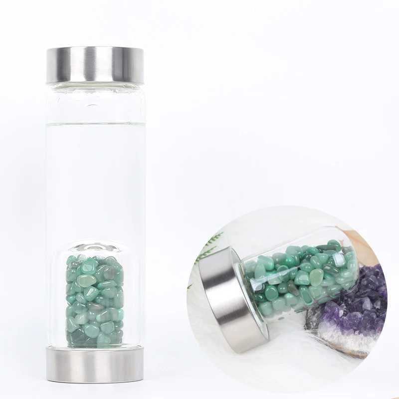 Продукт, кристальная кварцевая бутылка с драгоценным камнем, стеклянная бутылка для воды, креативная энергетическая спа-чашка, подарок на год, чашка для здоровья, бутылка для воды с драгоценными камнями