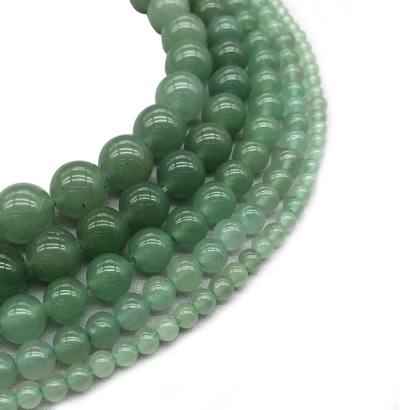 Pierre Naturelle Aventurine Verte, Perles Rondes, 15 Pouces, Brin de 4, 6, 8, 10, 12mm, Taille au Choix, pour Bijoux de Direction